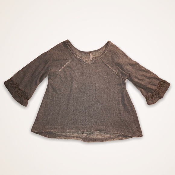 Free People Tops - Free People Gray swing hi low Sweatshirt Top SZ S